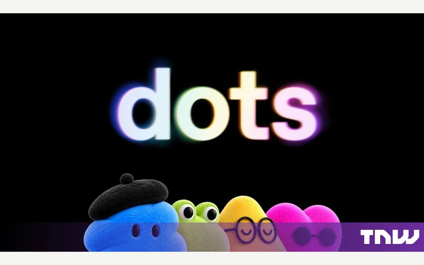 OpenAI dots lansmanının resmî maskotları ve dots yazısı; The Next Web’de OpenAI atfıyla yayımlanmış görsel
